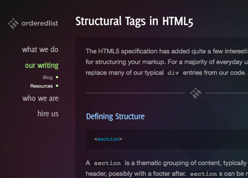 Structural tags in HTML5